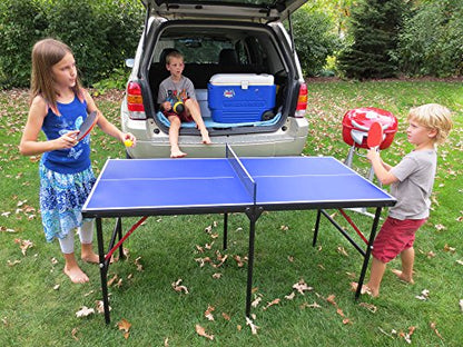 Hathaway BG2305 Crossover 60-in Folding Portable Table Tennis Table – Perfect Small Space Solution, Blue, 60"