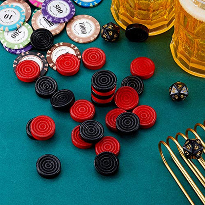Skylety 72 Pcs Wooden Checkers Pieces 1.06 Inch Checkers Pieces Only Stackable Ridge in Drawstring Storage Pouch for Backgammon(Red, Black) - color: Red, Black