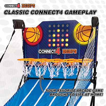 EastPoint Connect4 Hoops Arcade Basketball Game - Blue, Medium - Electronic LED Scoring & Kids Games - Foldable Indoor Design & Mini Basketball Hoop - Four-in-a-Row Challenge