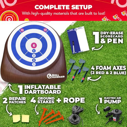 Swooc Games® - Bull Hawker™ | Giant Axe Darts with 15+ Games | Axe Throwing Game for Backyard with Air Pump | Large Outdoor Games for Adults and Family | Party Carnival Game | Throwing Yard Fun - size: XL - 8ft