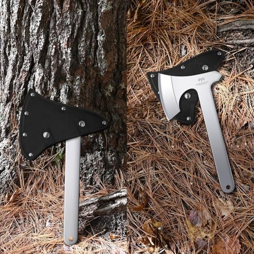Throwing Axe Set, 3 Pack 10.2" Throwing Axes and Tomahawks Full Tang Stainless Steel with Nylon Sheath, 4.3" Blades Design, Perfect for Axe Throwing Game, Competition and Recreation