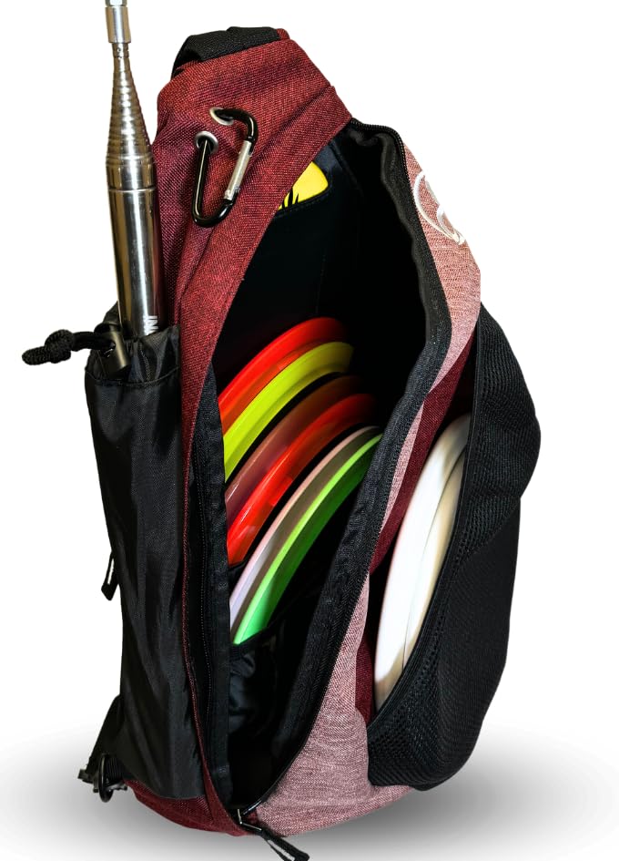 Tournament Slinger Bag | Carries 6-12 Disc Golf Discs | Includes Extra Pockets for Retriever and Mini