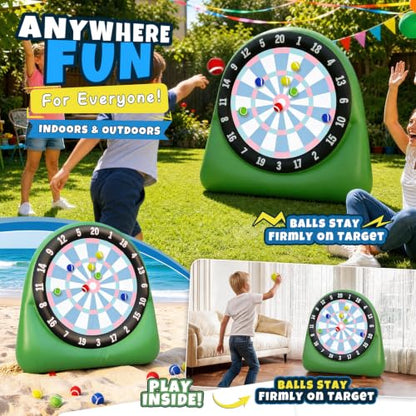 AONESY Inflatable Giant Kick Dart Games Soccer Golf Kick Dartboard Outdoor Backyard Lawn Large Carnival Games 6ft Big for Kids Adults Family Dartboards with Balls & Air Pump