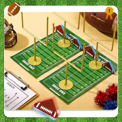 Thenshop 10 Pcs Mini Finger Flick Football Games Metal Football Goal Post with Foam Footballs Finger Toys Game Mini Table Top Sports Games for Birthday Footballs Theme Party Supplies