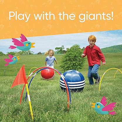 HearthSong Oversized Kick Croquet Outdoor Game fro 4+ years With Two 14" Cloth-Covered Balls, Seven Wickets, and Two Finish Flags