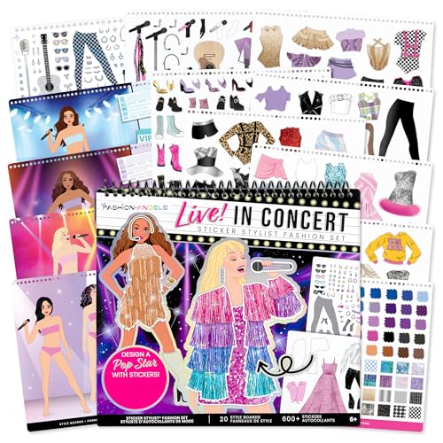 Fashion Angels Live! in Concert Sticker Stylist Fashion Set, Includes Concert Venue Style Boards, Popstar Silhouettes & 600+ Stickers, Ideal Gift for Kids & Teens - style: Pop Star