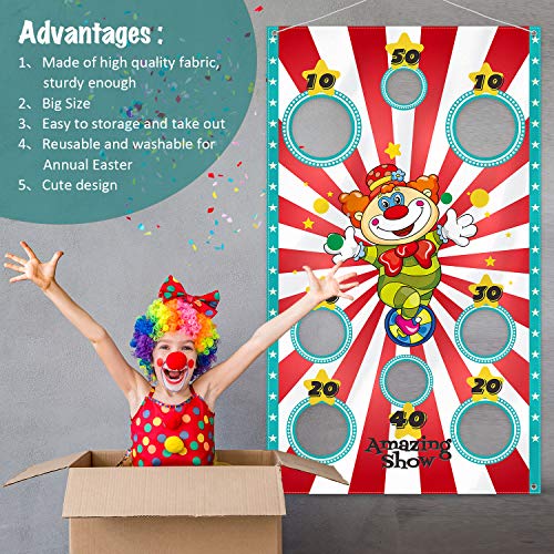 Blulu Carnival Toss Game Banner with 3 Bean Bags Carnival Game for Kids and Adults in Indoor Outdoor Activities Circus Theme Birthday Party Decoration Supply Set