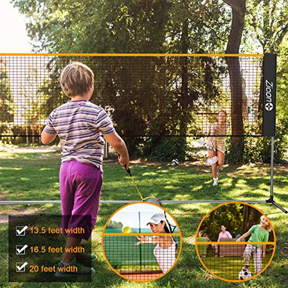Portable Tennis Net,Stainless Steel Poles Badminton Net Set Adjustable Height Nylon Net Foldable/extendable Poles for Tennis, Pickleball,Soccer, Indoor, Outdoor Court, Backyard, Beach, Driveway - size: 13.5 FT