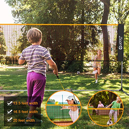 Portable Tennis Net,Stainless Steel Poles Badminton Net Set Adjustable Height Nylon Net Foldable/extendable Poles for Tennis, Pickleball,Soccer, Indoor, Outdoor Court, Backyard, Beach, Driveway - size: 16.5 FT