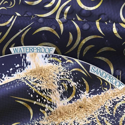 BYDOLL Beach Blanket Waterproof Sandproof Large Sand Free,78''X81''/10'X9' Oversized Sandless Lightweight Blanket Picnic Mat for Beach Travel Camping Hiking with Stakes - color: Navy Mandala, size: 78"X81"