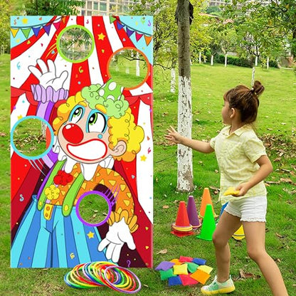 JOYIN 31PCS 3 in 1 Games, Easter Ring Toss Yard Set, Bean Bags, Cones - Outdoor Toys for Toddlers & Kids, Children's Indoor Play, Family Fun, Kids Party Cornhole Set, Lawn Games