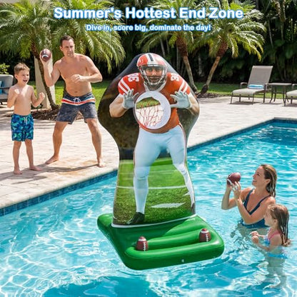 Pool Games Set, Inflatable Football Toss Pool Game, Floating Summer Pool Game for Kids Adults & Teens, Water Toys for Swimming Beach Backyard, Outdoor Family Party Fun Toys Gift for Boys Girls