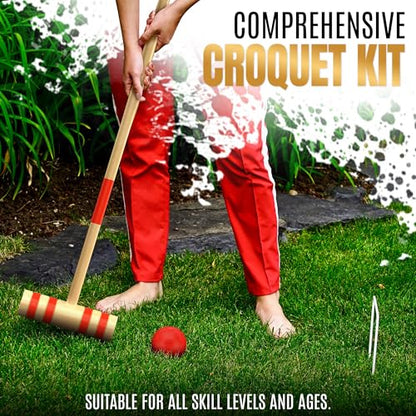 Glow in the Dark Croquet Set with LED Balls - 8 Mallets & Balls - Outdoor Games - Real Durable Croquet Set for Adults - Fun Backyard Activity