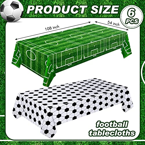 Mixweer 6 Pcs Soccer Tablecloths Soccer Birthday Party Decorations 54 x 108 Inch Sports Plastic Table Cover for Sports Ball Theme Outdoor Picnic Party Supplies