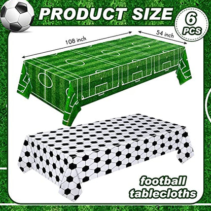 Mixweer 6 Pcs Soccer Tablecloths Soccer Birthday Party Decorations 54 x 108 Inch Sports Plastic Table Cover for Sports Ball Theme Outdoor Picnic Party Supplies