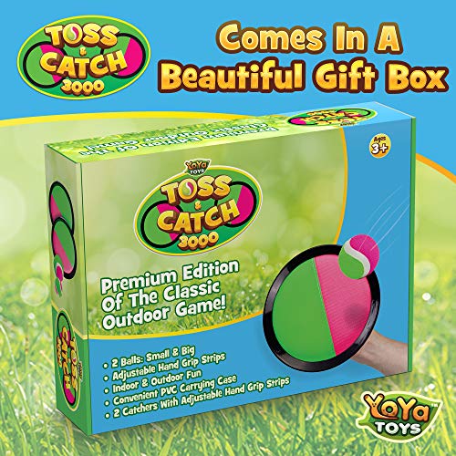 YoYa Toys Toss and Catch Ball Game Upgraded Set - Outdoor Kids Sports Activities - Outside Fun Summer Toy for Beach, Backyard, Park, Yard Lawn, Camping for Ages 4-12, 2 Catch Paddles, 2 Sticky Balls - style: 2 Paddles + 2 Balls