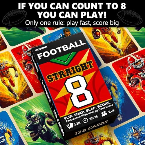 Quokka Football Fast-Paced Card Game for Kids & Adults – 128 Cards & Easy Rules – Quick & Fun Matching Game – 2-4 Players – Ages 8+ – Perfect for Family Games Night, Travel and Parties - color: Football