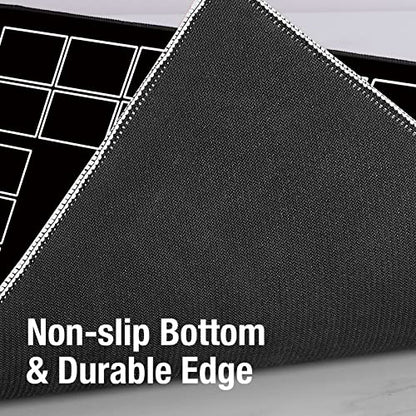 Playmat for Game with Tube - Stitched Play Mat for Card Gameplay with Zones, 2 Player Trainer Game Playing Mat (Black) - color: Black