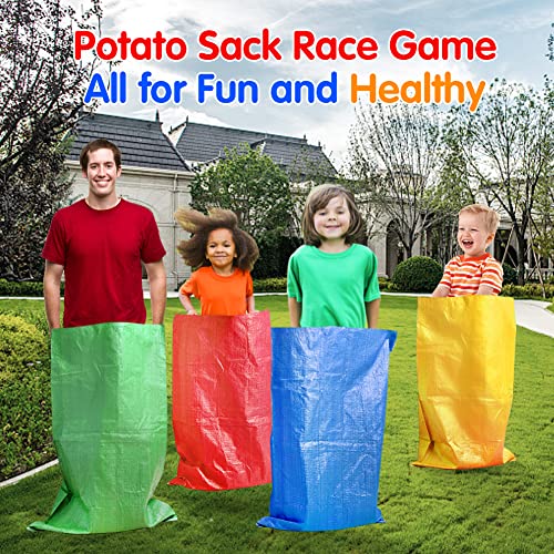 Abnaok 20PCS Outdoor Games Potato Sack Race Bag, 3-Legged Race Bands, with Egg and Spoon Race Lawn Games for Outside Backyard Field Day Birthday Party Games for Kids and Adults.