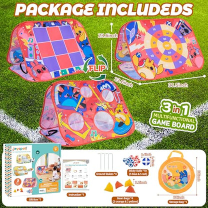Giant 3 in 1 Bean Bag Toss Game for Kids, Toddler Outdoor Toss Toys for 2 3 4 5 6 7 8 Year Old Boys Girls, Family Party Supplies, Cornhole Party Carnival Games, Lawn Backyard Outside Birthday Gifts - style: Bean Bag Toss Combo