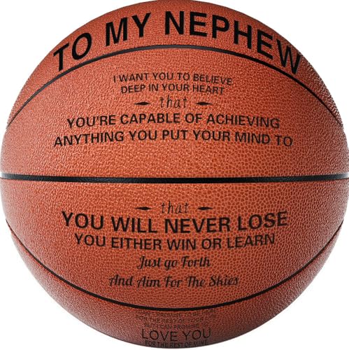 KAAYEE Engraved Basketball for Grandson, Engraved Basketball for Son from Mom Dad, Personalized 29.5" Basketballs Gifts, Custom Christmas Birthday Graduation Back to School Gift for Son from Mom Dad - color: to Nephew