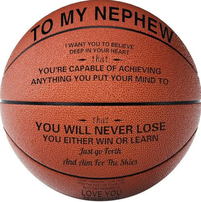 KAAYEE Engraved Basketball for Grandson, Engraved Basketball for Son from Mom Dad, Personalized 29.5" Basketballs Gifts, Custom Christmas Birthday Graduation Back to School Gift for Son from Mom Dad - color: to Nephew