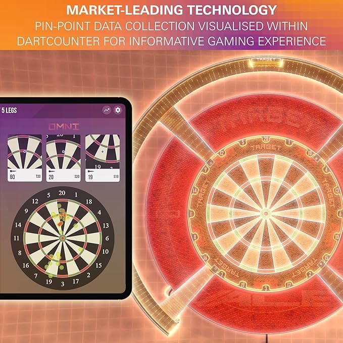 Target Darts Omni Auto Scoring Camera System Surround LED Light | Automatic Scorer, Magnetic Dartboard Ring Lighting, Records Dart Scores, Fits All Dartboards | Ultimate Home Bundle - style: Omni US