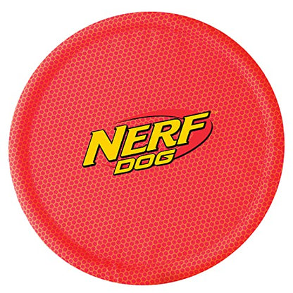 Nerf Dog Nylon Flyer Dog Toy, Flying Disc, Lightweight, Durable and Water Resistant, Great for Beach and Pool, 9 inch diameter, for Medium/Large Breeds, Single Unit, Red - color: Red - 1 Pack