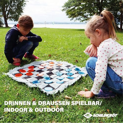 Schildkröt 3-in-1 Carpet, Women XXL Tic Tac Toe and 4-in-Line Rug with 24 Pieces, Beach Game, Garden or Park