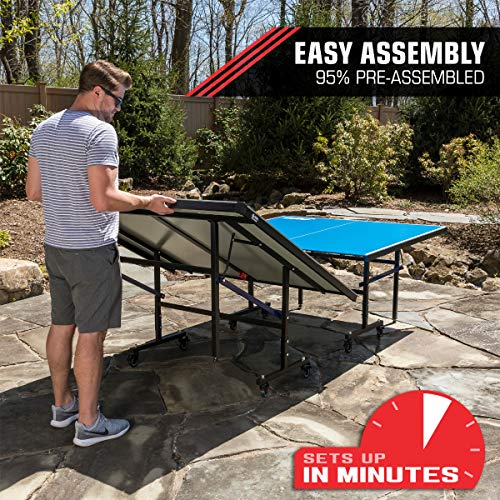 Penn Acadia All-Weather Outdoor-Indoor Table Tennis Table, Professional Quality, Competition Grade Net, 10 Minute Easy Set Up – Ping Pong Table with Playback Mode - perfect for family game room