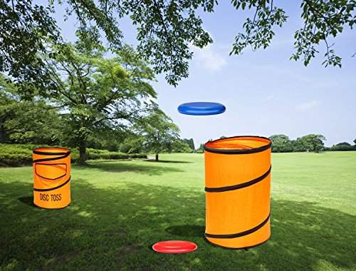 Win SPORTS Folding Disc Toss Game Set - Flying Disc Toss Dunk Game Set - Includes 2 Disc Targets with Bean Bag & 2 Flying Discs & Carrying Case - Great for Backyard,BBQs,Tailgating