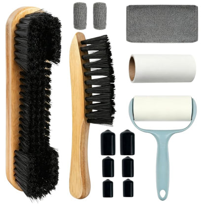 6 Piece Pool Table Cleaning Kit Professional Billiard Felt Cleaner Rail Brush Set with Wooden Brushes Cue Cloths Ferrule Polish Cloths and Sticky Lint Roller for Table Care
