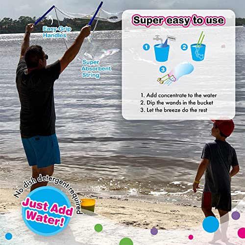 WOWMAZING Giant Bubble Kit: Space - Incl. Wand, 2 Big Bubble Concentrate Pouches and 8 Glow-in-the-Dark Stickers | Outdoor Toy for Kids, Girls | Bubbles Made in The USA - Space Kit - style: Space