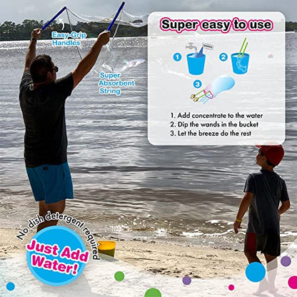 WOWMAZING Giant Bubble Kit: Space - Incl. Wand, 2 Big Bubble Concentrate Pouches and 8 Glow-in-the-Dark Stickers | Outdoor Toy for Kids, Girls | Bubbles Made in The USA - Space Kit - style: Space