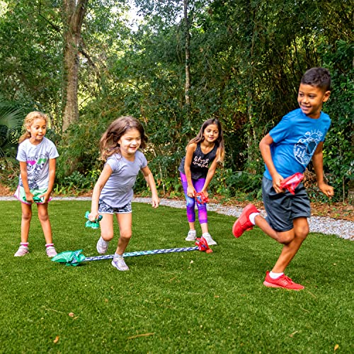Franklin Field Day Deluxe Tic Tac Toe Racing for Kids and Adults - Perfect for Backyard Play - Includes 9 Play Space Hoops, 6 Tic Tac Toe Weighted Flags and 1 Starting Line