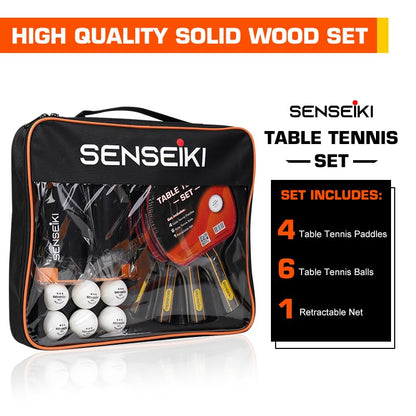 Ping Pong Paddles - High-Performance Set with Premium Table Tennis Rackets, 3-Star Ping Pong Balls, Compact Storage Case | Table Tennis Set - style: 4 racket + 6 ball+ net