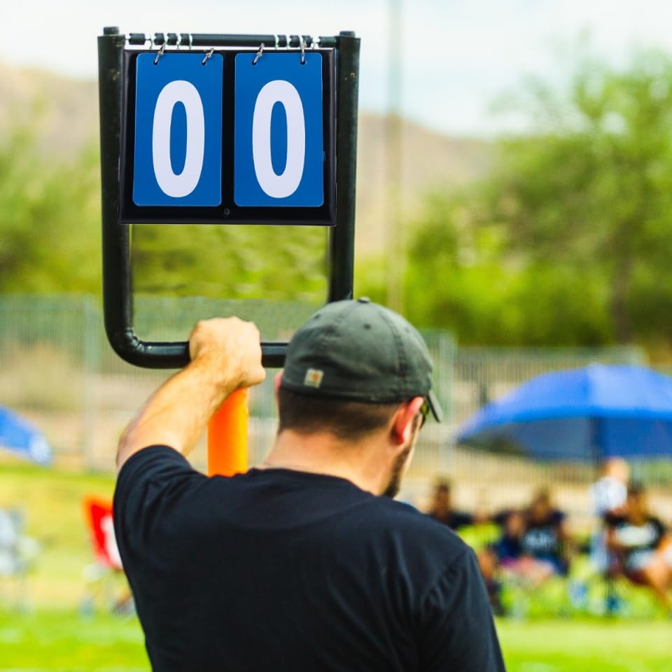BESPORTBLE Portable Basketball Scoreboard Flipper, Double-Sided Score Keeper for Sports Competitions, Blue PVC, 7.95 X 6.69 X 0.59 Inches