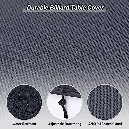 PATIKIL 7 Feet Billiard Pool Table Cover, Waterproof Outdoor Indoor 420D Polyester Dustproof Sun Rain Protection Billiard Table Covers for Patio Table Snooker Billiard Table, Black - size: 7 feet