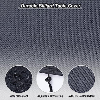 PATIKIL 7 Feet Billiard Pool Table Cover, Waterproof Outdoor Indoor 420D Polyester Dustproof Sun Rain Protection Billiard Table Covers for Patio Table Snooker Billiard Table, Black - size: 7 feet
