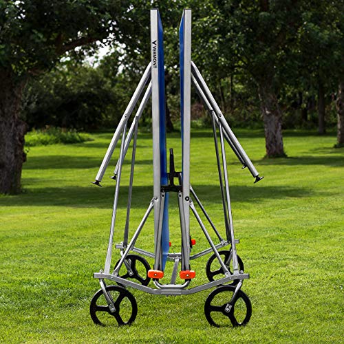 Vermont TS100 Outdoor Table Tennis Table | Portable Regulation-Size Ping Pong Table with Steel Frame & 360° Wheels | Optional Bat & Ball Sets for All Skill Levels - style: Table + Intro Set