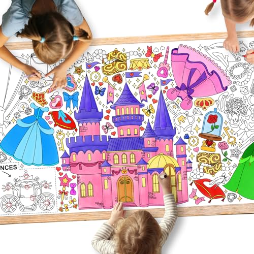 Gatherfun Princess Party Giant Coloring Poster - 31.5 x 72 Inches - Versatile Classroom Wall Decor & Birthday Activity - Princess Poster or Table Cover for School Parties & Special Events - style: Princess