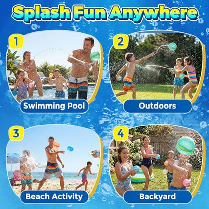 24 PCS Reusable Water Balloons, Magnetic Self-Sealing Refillable Water Bombs,Water Toys for Kids Outdoor Summer Pool Beach (24 PCS) - color: 24 Pcs