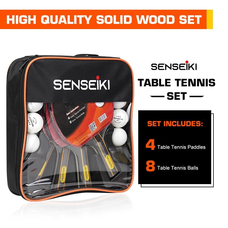 Ping Pong Paddles - High-Performance Set with Premium Table Tennis Rackets, 3-Star Ping Pong Balls, Compact Storage Case | Table Tennis Set - style: 4 racket + 8ball