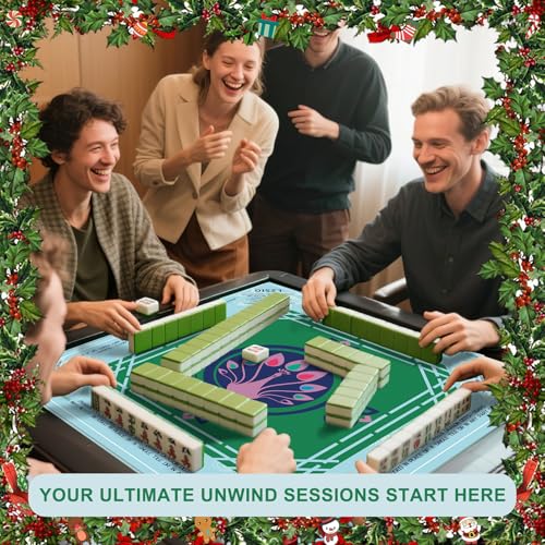 LZSIG Green Peacock Mahjong for Table with Printed Rules, 33×33 Inches | Anti-Slip, Waterproof, Noise-Reducing Table Cover for American Mahjong, Poker, Board Games , Dominoes, and Card Games - color: Cyan-1