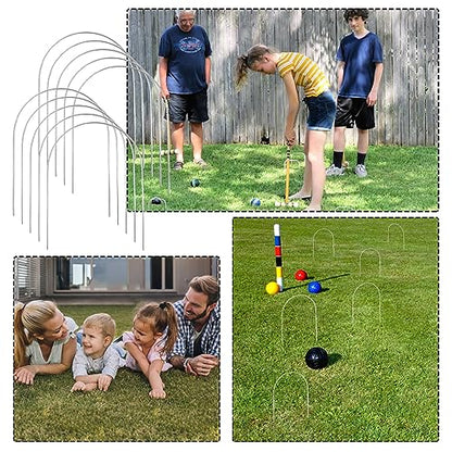 FMOACEN 10 PCS Croquet Wickets Replacement Croquet Metal Croquet Hoops Arched Wickets Rplacement Galvanized for Family Lawn Backyard Outdoor Game 9 * 7.8inch
