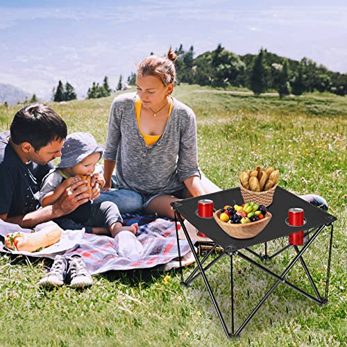 Moclever Foldable Camping Table – Ultralight Portable Table with Cup Holders & Carry Bag, Perfect for Outdoor Adventures, Picnic, Beach, BBQ, Hiking & Home Use