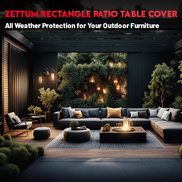 Zettum Patio Furniture Cover Rectangle - 74 Inch Outdoor Table Cover Waterproof & Heavy Duty, 600D Lawn Furniture Set Covers for Outside Rectangular Dining Table and Chairs Combo - 74 x 54 x 28 Inch - size: 3) Rectangle - 74" x 54"