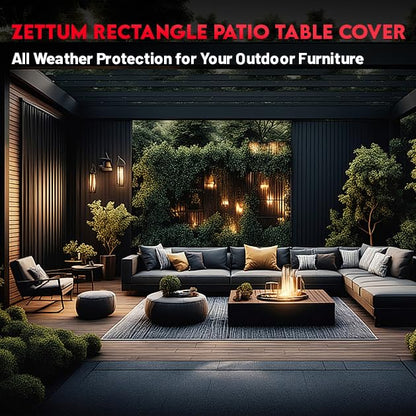 Zettum Patio Furniture Cover Rectangle - 600D Outdoor Table Cover Waterproof & Heavy Duty, Lawn Furniture Set Covers for Outside Rectangular Dining Table and Chairs Seating Combo - 96 x 72 x 38 Inch - size: 3) Rectangle - 96" x 72"