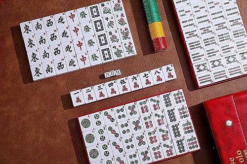 Mose Cafolo Professional Chinese Mahjong Game Set 146 Numbered Large Size Tiles with Carrying Travel Case, Complete Mahjong Tiles Set (Majiang, Mah-Jongg, Ma Jong) - color: Blue Tile