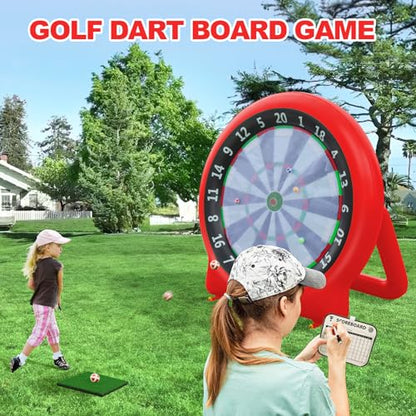 Giant Dart Board Inflatable with Pump, Outdoor and Indoor Soccer Sport Kick Dartboard for Kids and Adults, Waterproof Darts Board Yard Game with 20 Golf Balls, 4 Sticky Balls, 2 Soccers - style: Spirited